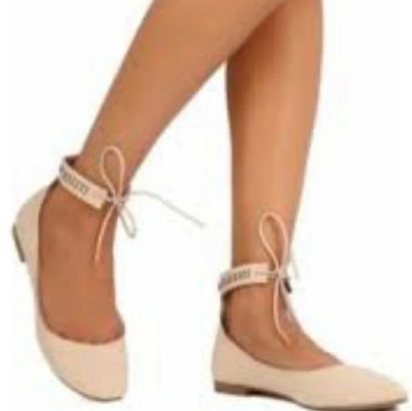 🌟Women's New NUDE Nubuck Ankle Strap Flats - Picture 1 of 5